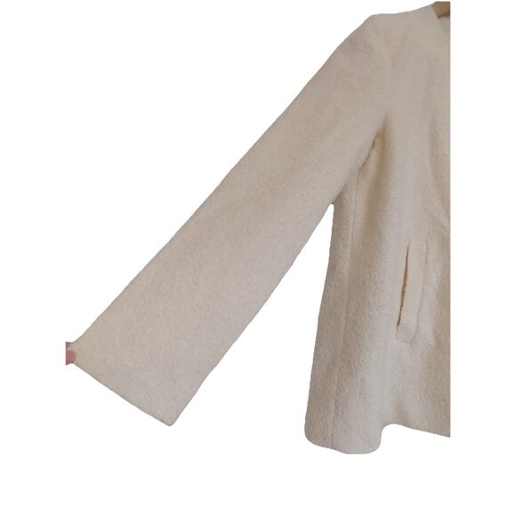 Zara Trafaluc cream blazer jacket zip front fuzzy textured size Medium - Picture 2 of 8